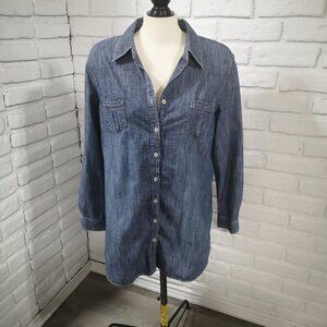 Chico's Ladies Size 3 (Approx. Large) Straight Fit Long Sleeves Jean Shirt
